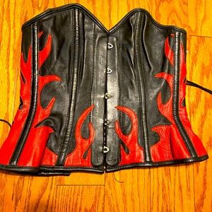 Real Leather flames corset
